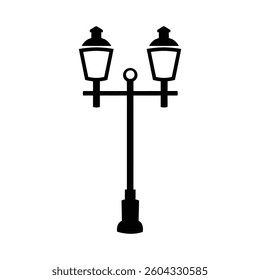 Old Multiple light street lamp black outline icon background design