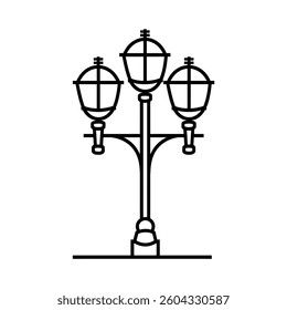 Old Multiple light street lamp black outline icon background design