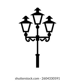 Old Multiple light street lamp black outline icon background design