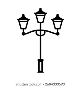 Old Multiple light street lamp black outline icon background design