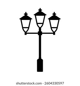 Old Multiple light street lamp black outline icon background design