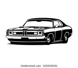 old muscle car isolated on white background view from side. best for logo, badge, emblem, icon. vector illustration available in eps 10.