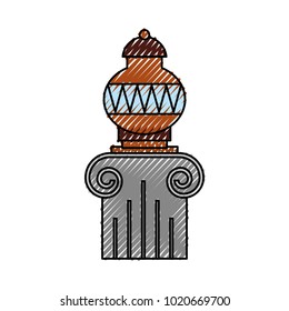 Old museum vase on column