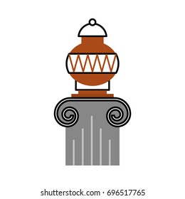 Old museum vase on column