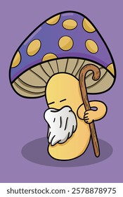 An old mushroom and with stick 