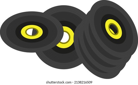 Old music disc, illustration, vector on a white background.