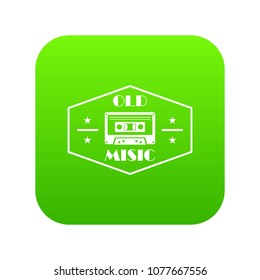 Old music icon green vector isolated on white background