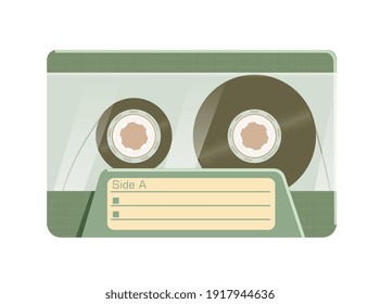 Old music stereo tape cassette with blank label isolated