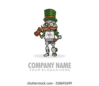 old mustache bearded steam punk robot cartoon character