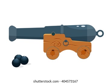 old naval cannon vector illustration. naval gun isolated on a white background