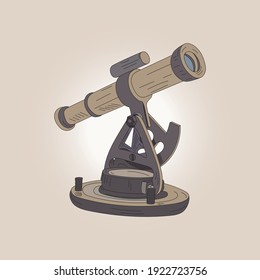 old navigation sextant measuring device. optical sight device. old optical sight instrument