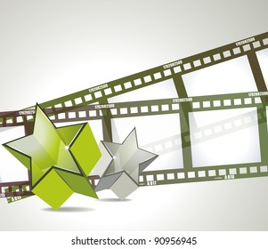 Old negative film strip with 3d glass stars