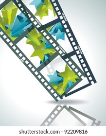 Old negative film strip with 3d glass stars