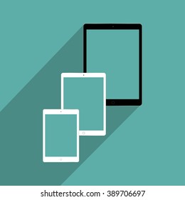 From the old to the new tablet model on a green background