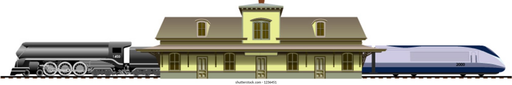Old and New Trains at Station
