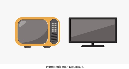 Old and new TV models on a white background. Vector illustration.