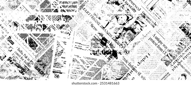 OLD NEWSPAPER BACKGROUND GRUNGY PAPER TEXTURE BLACK AND WHITE NEWS PRINT PATTERN