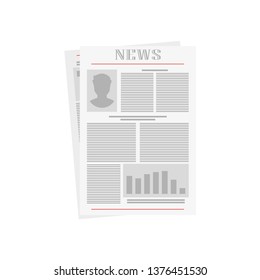 old newspaper on white background, vector illustration in flat