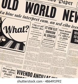 Old newspaper vintage design. Retro background vector template with text and images.