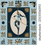Old Norse Celtic pattern frame Valkyrie female warrior