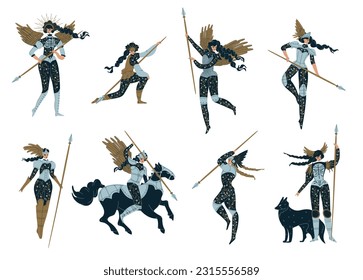 Old Norse Celtic pattern frame Valkyrie female warrior