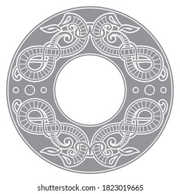 Old Norse design. Dragons in ancient Scandinavian style, isolated on white, vector illustration