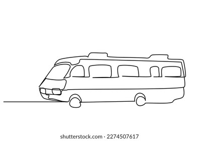 old nostalgic famous retro caravan vehicle line drawing