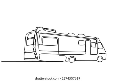 old nostalgic famous retro caravan vehicle line drawing