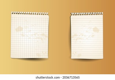 Old note paper with stains on it. Vector illustration