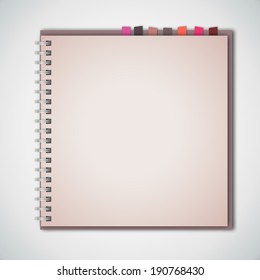 Old Notebook with Bookmark Paper Vector 