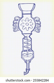 old notebook squared page with sketch cartoon scheme juicers vector