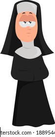 Old nun ,illustration,vector on white background