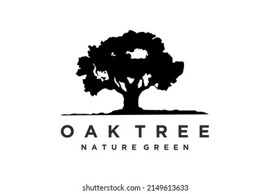Old Oak Maple Tree Silhouette. Residential landscape vintage logo design