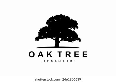 Old Oak Maple Tree Silhouette. Residential landscape vintage logo design