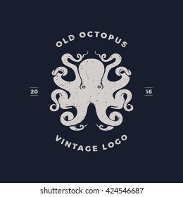 old octopus vintage logo invert silhouette