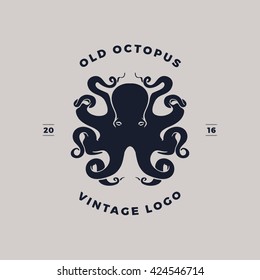 old octopus vintage logo silhouette