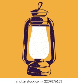 Old Oil, Gas Lamp. Vector Illustration In A Flat Style. Graphic Element For Design