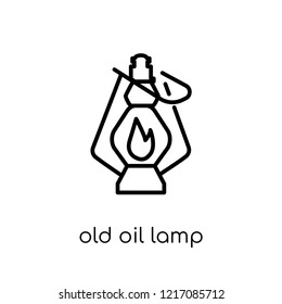 Old Oil Lamp icon. Trendy modern flat linear vector Old Oil Lamp icon on white background from thin line Religion collection, editable outline stroke vector illustration