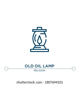 old oil lamp outline vector icon. simple element illustration. old oil lamp outline icon from editable religion concept. can be used for web and mobile
