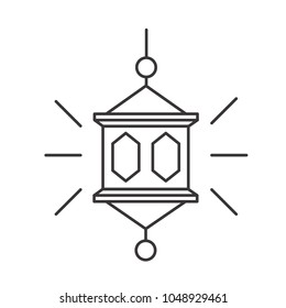 Old oil lantern icon on outline style. Ramadan equipment lantern icon.