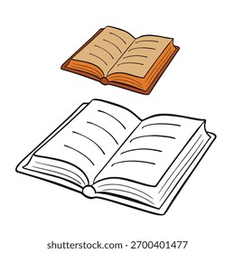 An old open book coloring page featuring aged pages, vintage details, and classic charm—perfect for book lovers to color and bring antique stories to life with creativity.
