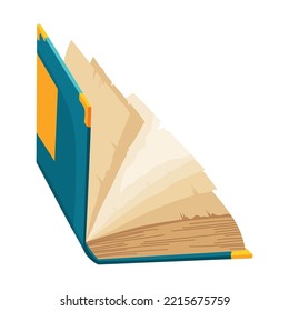 Old open book with empty page. Wisdom or education concept. Vintage library design element. Ancient writing stationery symbol for poetry work or education