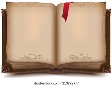 Old open book for Halloween. Illustration in vector format