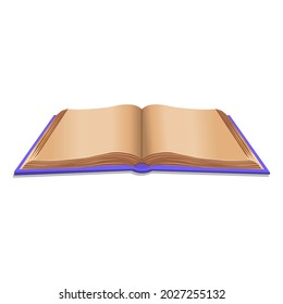 Viejo libro abierto sobre fondo blanco.Ilustración vectorial de dibujos animados.