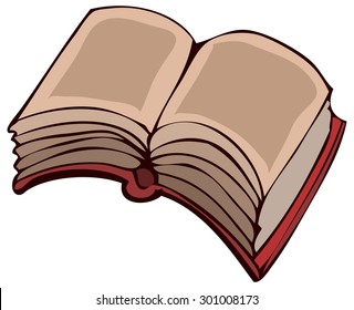 Old Open Book, Vector Illustration. 
