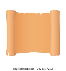 Old open parchment scroll, ancient blank document and message vector illustration