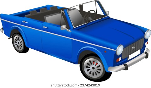 Vector de alta resolución de color azul de la parte superior del coche abierto