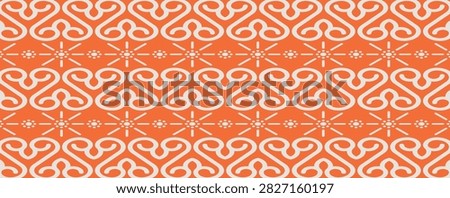 Old orange white vintage shabby patchwork motif tiles with boorders diamond concrete cement wall texture background banner panorama. Orange checkered border Simple geometric pattern forming rectangular layout. Minimal background template ideal for posters, cards
