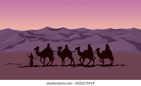 Old orient jew belief wise guy king magi go holy god son baby birth child Jesus Christ gold gift retro graphic art draw merry Xmas native even story scene Black hand drawn Israel faith card text space
