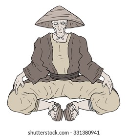 old oriental man draw